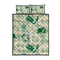 Aloha Hawaii Paniolo Mint Palaka Quilt Bed Set Coastal Rodeo LT7 - Polynesian Pride