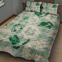 Aloha Hawaii Paniolo Mint Palaka Quilt Bed Set Coastal Rodeo LT7 - Polynesian Pride