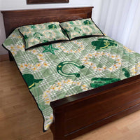 Aloha Hawaii Paniolo Mint Palaka Quilt Bed Set Coastal Rodeo LT7 - Polynesian Pride