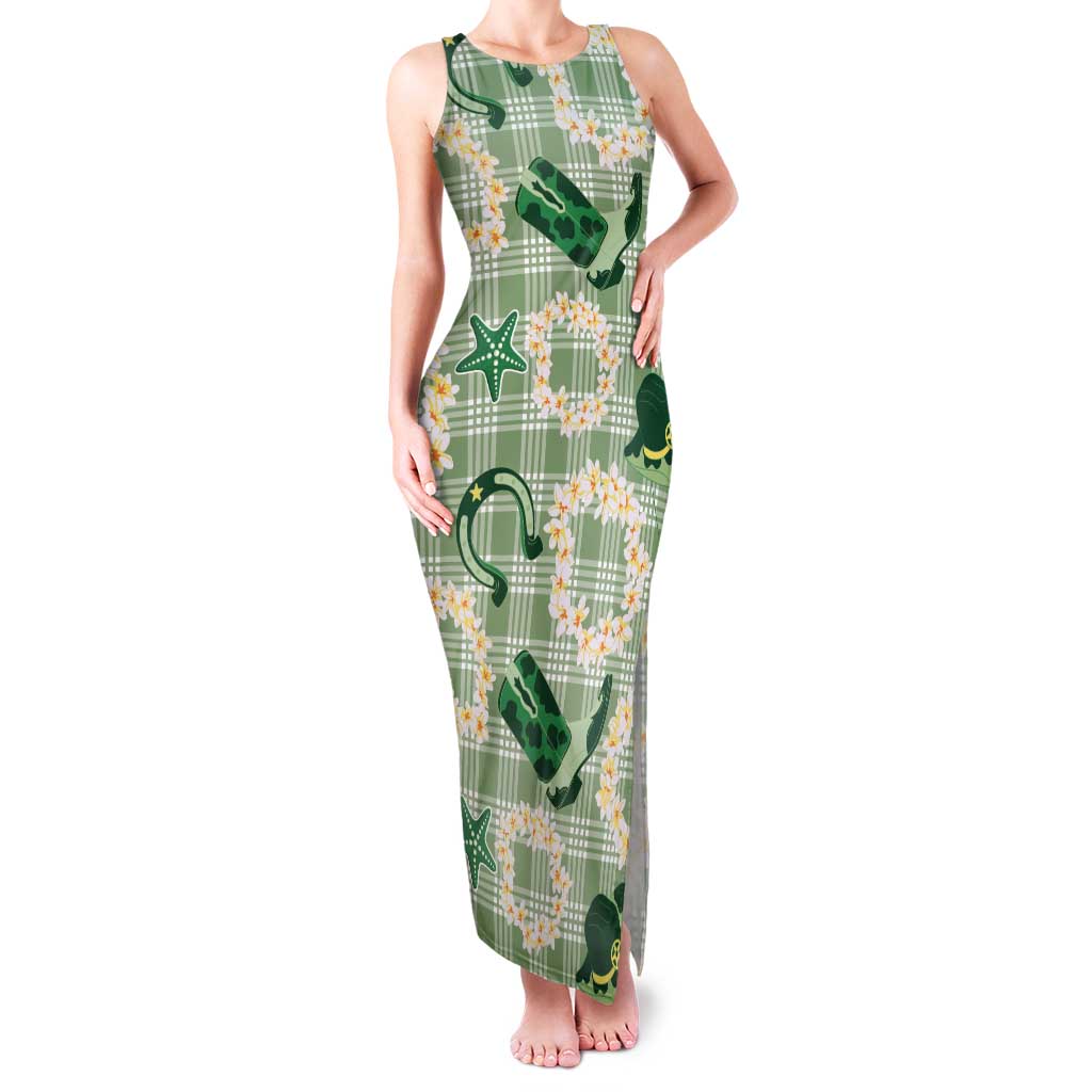 Aloha Hawaii Paniolo Mint Palaka Tank Maxi Dress Coastal Rodeo LT7 Women Mint - Polynesian Pride