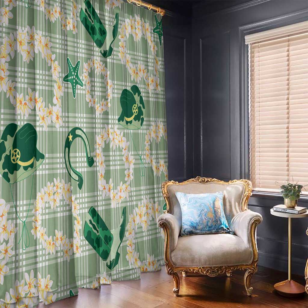 Aloha Hawaii Paniolo Mint Palaka Window Curtain Coastal Rodeo LT7 - Polynesian Pride