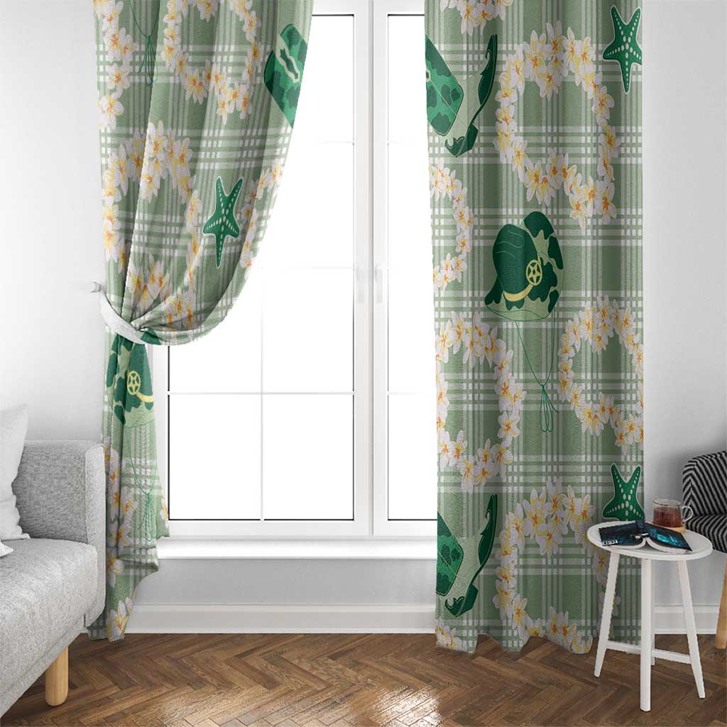 Aloha Hawaii Paniolo Mint Palaka Window Curtain Coastal Rodeo LT7 - Polynesian Pride