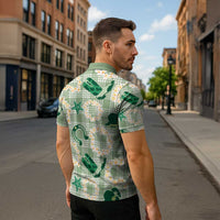 Aloha Hawaii Paniolo Mint Palaka Zipper Polo Shirt Coastal Rodeo LT7 - Polynesian Pride