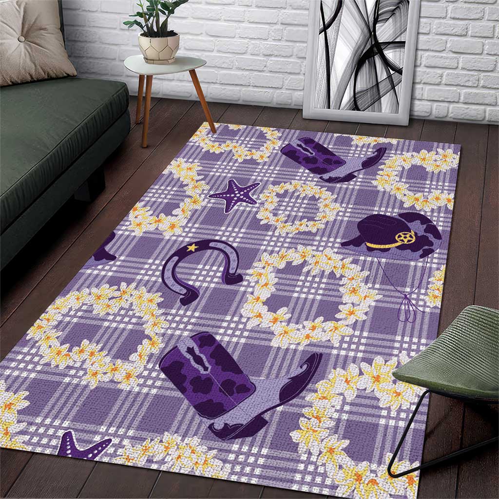 Aloha Hawaii Paniolo Lavender Palaka Area Rug Coastal Rodeo LT7 Lavender - Polynesian Pride