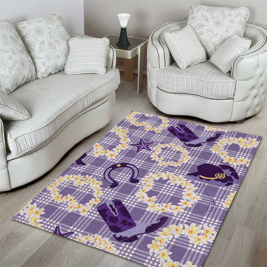 Aloha Hawaii Paniolo Lavender Palaka Area Rug Coastal Rodeo LT7 - Polynesian Pride