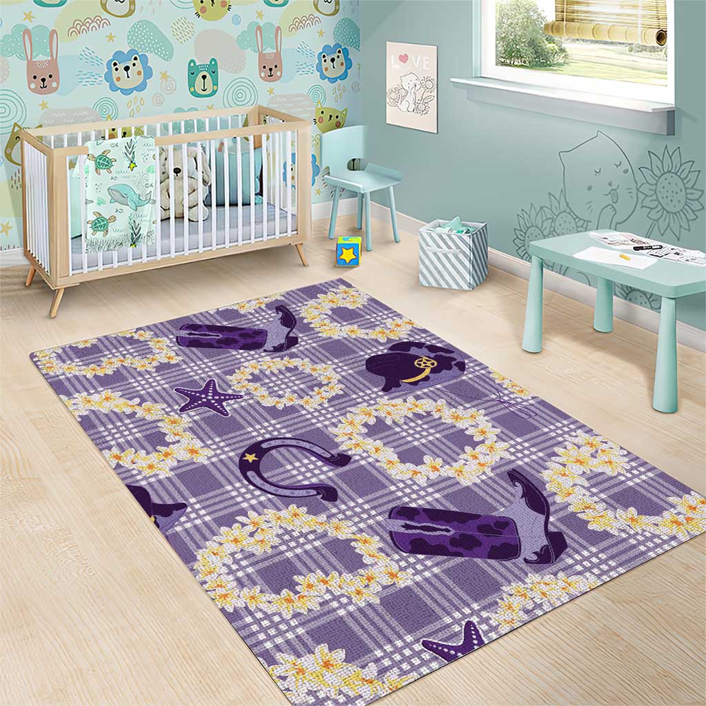 Aloha Hawaii Paniolo Lavender Palaka Area Rug Coastal Rodeo LT7 - Polynesian Pride