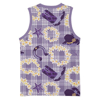 Aloha Hawaii Paniolo Lavender Palaka Basketball Jersey Coastal Rodeo LT7 - Polynesian Pride