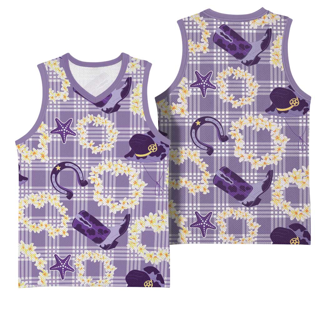 Aloha Hawaii Paniolo Lavender Palaka Basketball Jersey Coastal Rodeo LT7 - Polynesian Pride