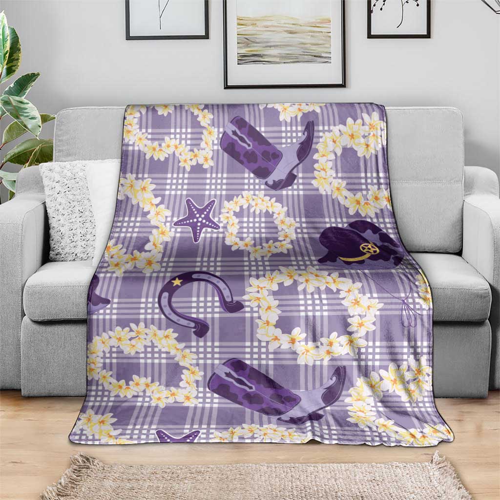 Aloha Hawaii Paniolo Lavender Palaka Blanket Coastal Rodeo LT7 - Polynesian Pride