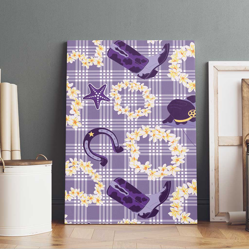 Aloha Hawaii Paniolo Lavender Palaka Canvas Wall Art Coastal Rodeo LT7 - Polynesian Pride
