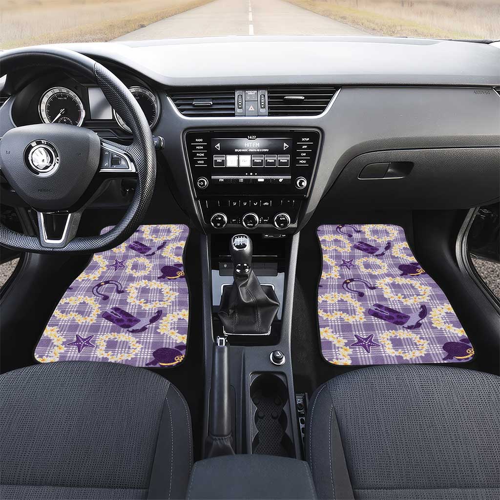 Aloha Hawaii Paniolo Lavender Palaka Car Mats Coastal Rodeo LT7 Set 2pcs - Front Lavender - Polynesian Pride