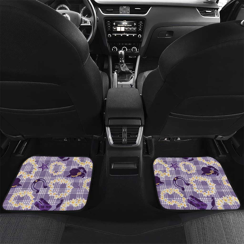 Aloha Hawaii Paniolo Lavender Palaka Car Mats Coastal Rodeo LT7 Set 2pcs - Back Lavender - Polynesian Pride