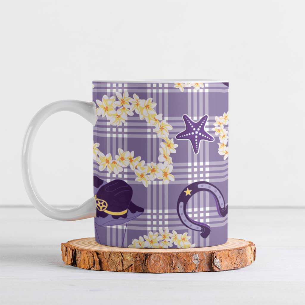 Aloha Hawaii Paniolo Lavender Palaka Ceramic Mug Coastal Rodeo LT7 Lavender - Polynesian Pride