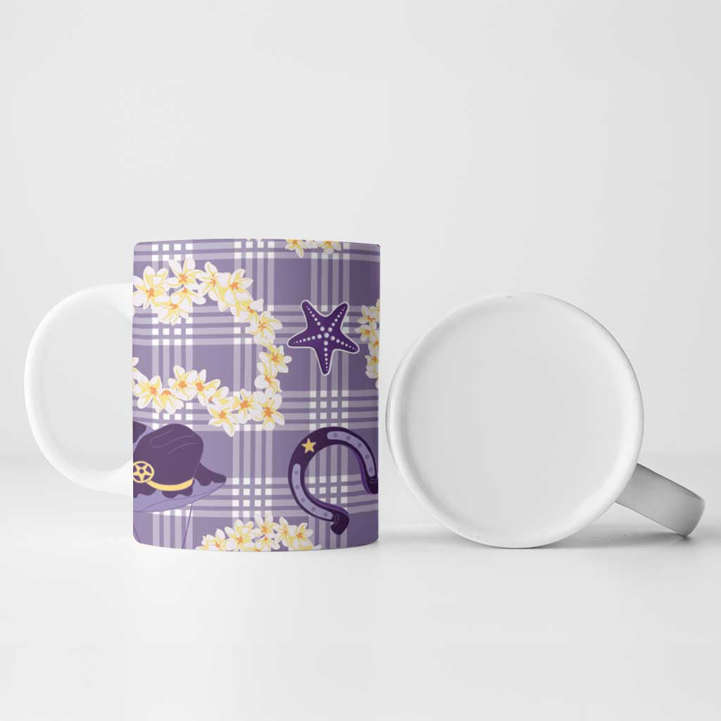 Aloha Hawaii Paniolo Lavender Palaka Ceramic Mug Coastal Rodeo LT7 - Polynesian Pride