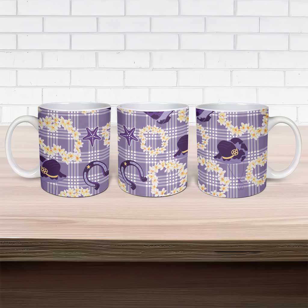 Aloha Hawaii Paniolo Lavender Palaka Ceramic Mug Coastal Rodeo LT7 - Polynesian Pride
