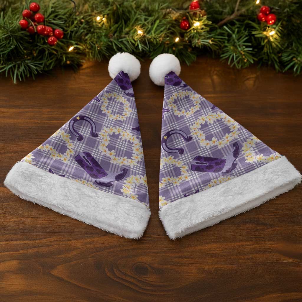 Aloha Hawaii Paniolo Lavender Palaka Christmas Santa Hat Coastal Rodeo LT7 - Polynesian Pride
