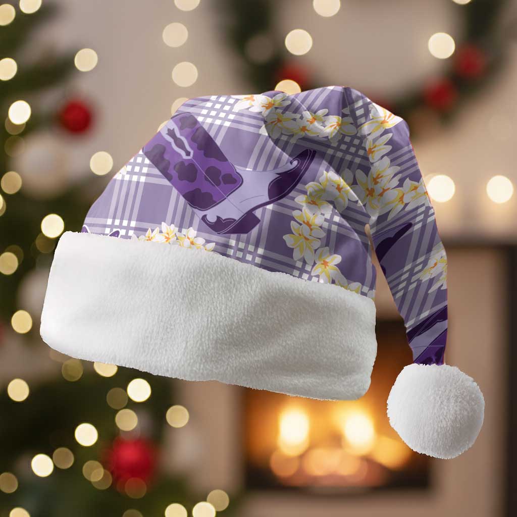 Aloha Hawaii Paniolo Lavender Palaka Christmas Santa Hat Coastal Rodeo LT7 Without Fur Lavender - Polynesian Pride