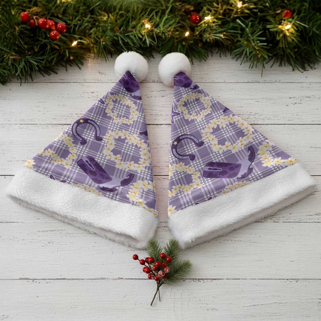 Aloha Hawaii Paniolo Lavender Palaka Christmas Santa Hat Coastal Rodeo LT7 - Polynesian Pride