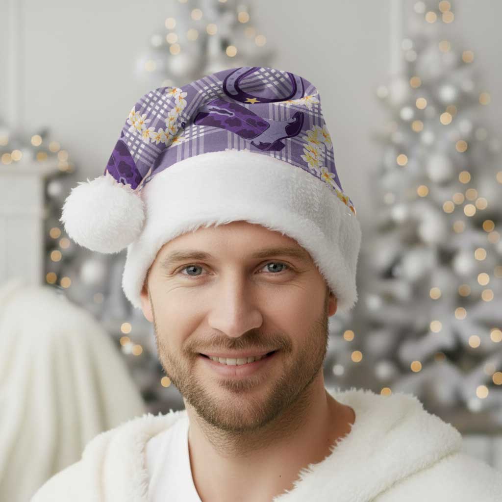 Aloha Hawaii Paniolo Lavender Palaka Christmas Santa Hat Coastal Rodeo LT7 - Polynesian Pride