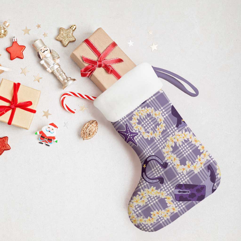 Aloha Hawaii Paniolo Lavender Palaka Christmas Stocking Coastal Rodeo LT7 - Polynesian Pride