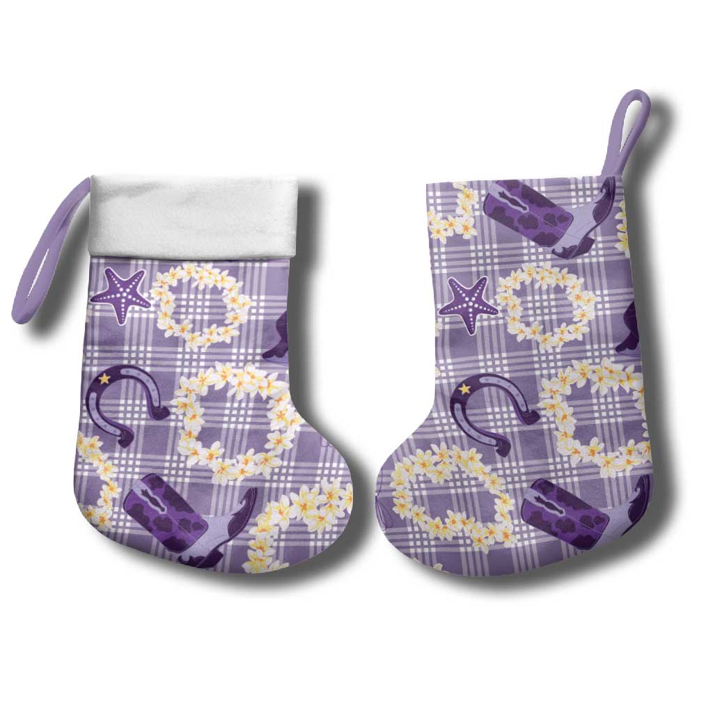 Aloha Hawaii Paniolo Lavender Palaka Christmas Stocking Coastal Rodeo LT7 - Polynesian Pride