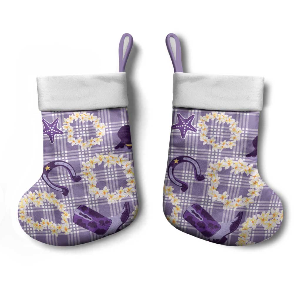 Aloha Hawaii Paniolo Lavender Palaka Christmas Stocking Coastal Rodeo LT7 - Polynesian Pride