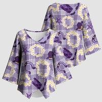 Aloha Hawaii Paniolo Lavender Palaka Kimono Sleeve Blouse Coastal Rodeo LT7 - Polynesian Pride