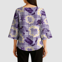 Aloha Hawaii Paniolo Lavender Palaka Kimono Sleeve Blouse Coastal Rodeo LT7 - Polynesian Pride