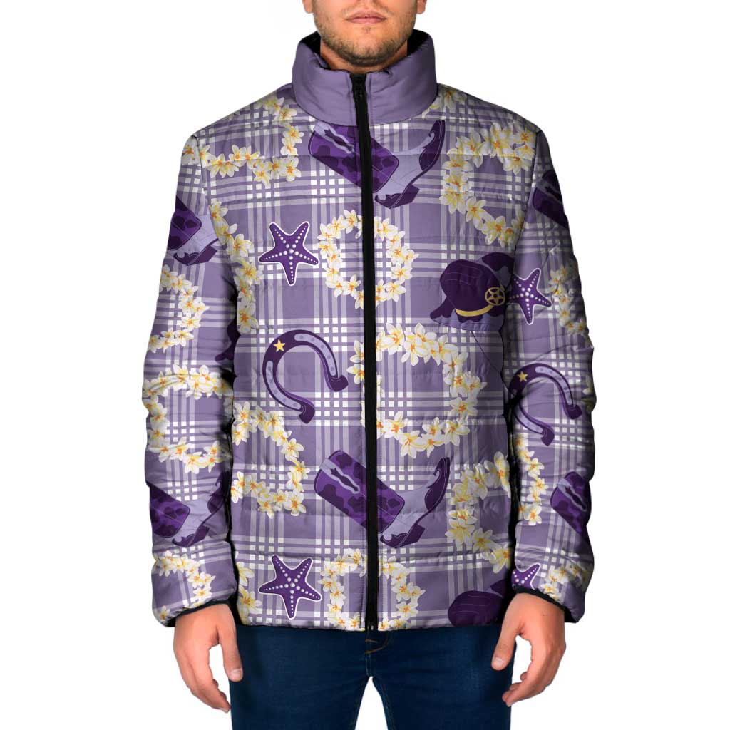Aloha Hawaii Paniolo Lavender Palaka Padded Jacket Coastal Rodeo LT7 Men Lavender - Polynesian Pride