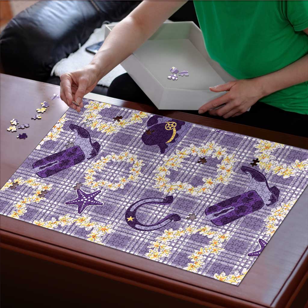 Aloha Hawaii Paniolo Lavender Palaka Puzzle Coastal Rodeo LT7 - Polynesian Pride