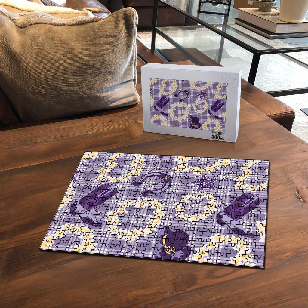 Aloha Hawaii Paniolo Lavender Palaka Puzzle Coastal Rodeo LT7 - Polynesian Pride