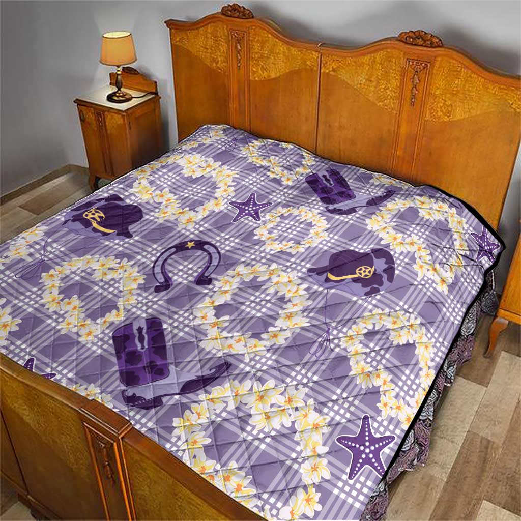 Aloha Hawaii Paniolo Lavender Palaka Quilt Coastal Rodeo LT7 - Polynesian Pride