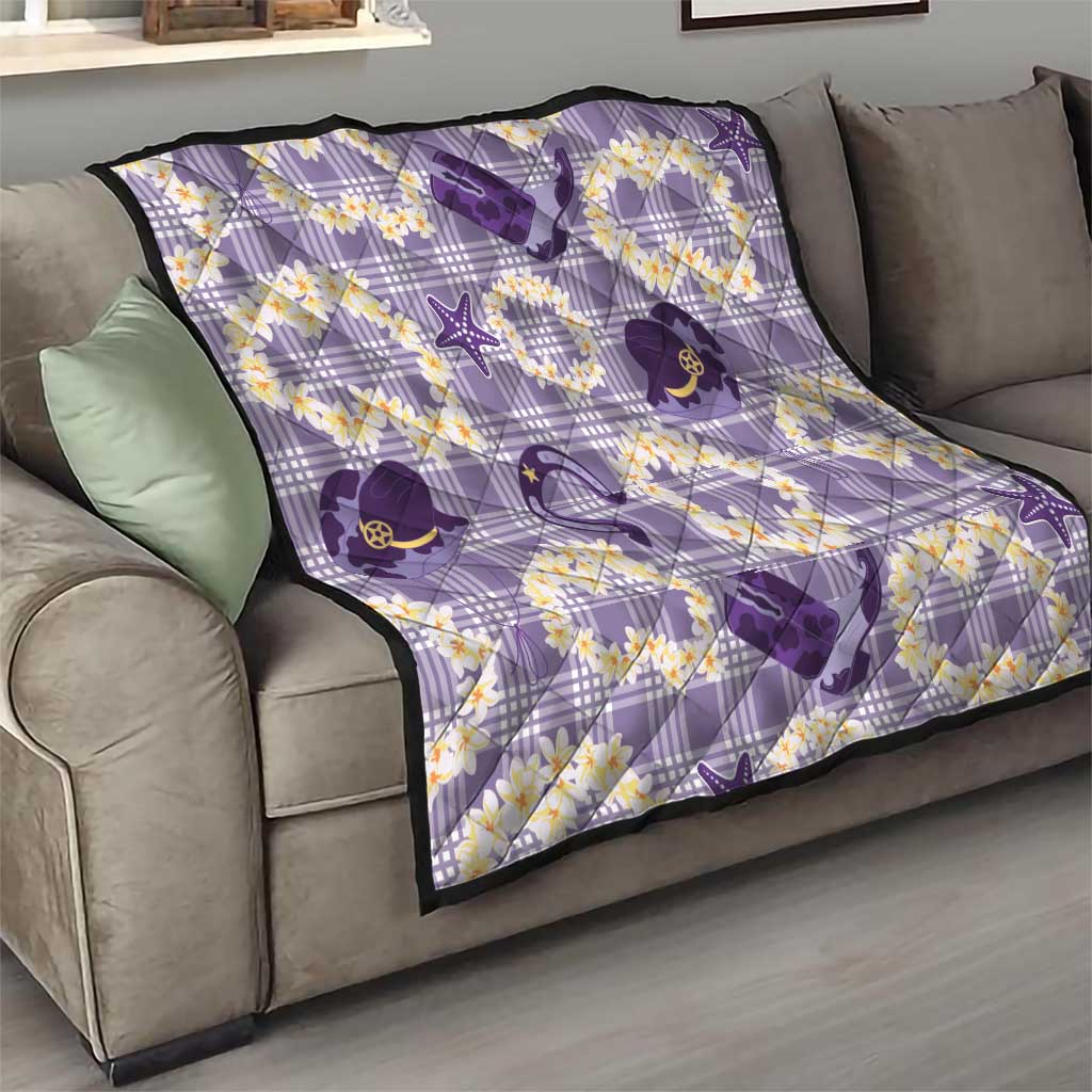 Aloha Hawaii Paniolo Lavender Palaka Quilt Coastal Rodeo LT7 - Polynesian Pride