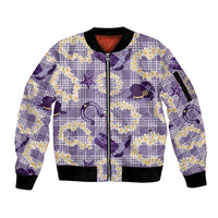 Aloha Hawaii Paniolo Lavender Palaka Sleeve Zip Bomber Jacket Coastal Rodeo LT7 Unisex Lavender - Polynesian Pride