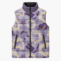 Aloha Hawaii Paniolo Lavender Palaka Sleeveless Puffer Jacket Coastal Rodeo LT7 Unisex Lavender - Polynesian Pride