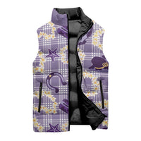 Aloha Hawaii Paniolo Lavender Palaka Sleeveless Puffer Jacket Coastal Rodeo LT7 - Polynesian Pride