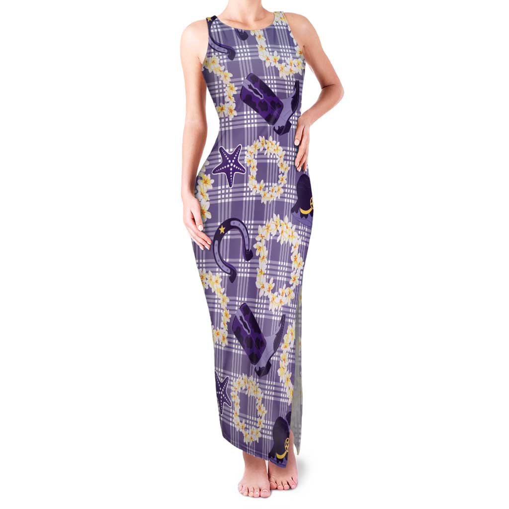 Aloha Hawaii Paniolo Lavender Palaka Tank Maxi Dress Coastal Rodeo LT7 Women Lavender - Polynesian Pride