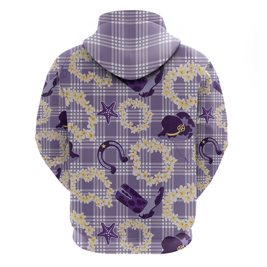 Aloha Hawaii Paniolo Lavender Palaka Zip Hoodie Coastal Rodeo LT7 - Polynesian Pride