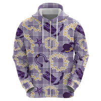 Aloha Hawaii Paniolo Lavender Palaka Zip Hoodie Coastal Rodeo LT7 - Polynesian Pride