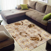 Aloha Hawaii Paniolo Khaki Palaka Area Rug Coastal Rodeo LT7 - Polynesian Pride