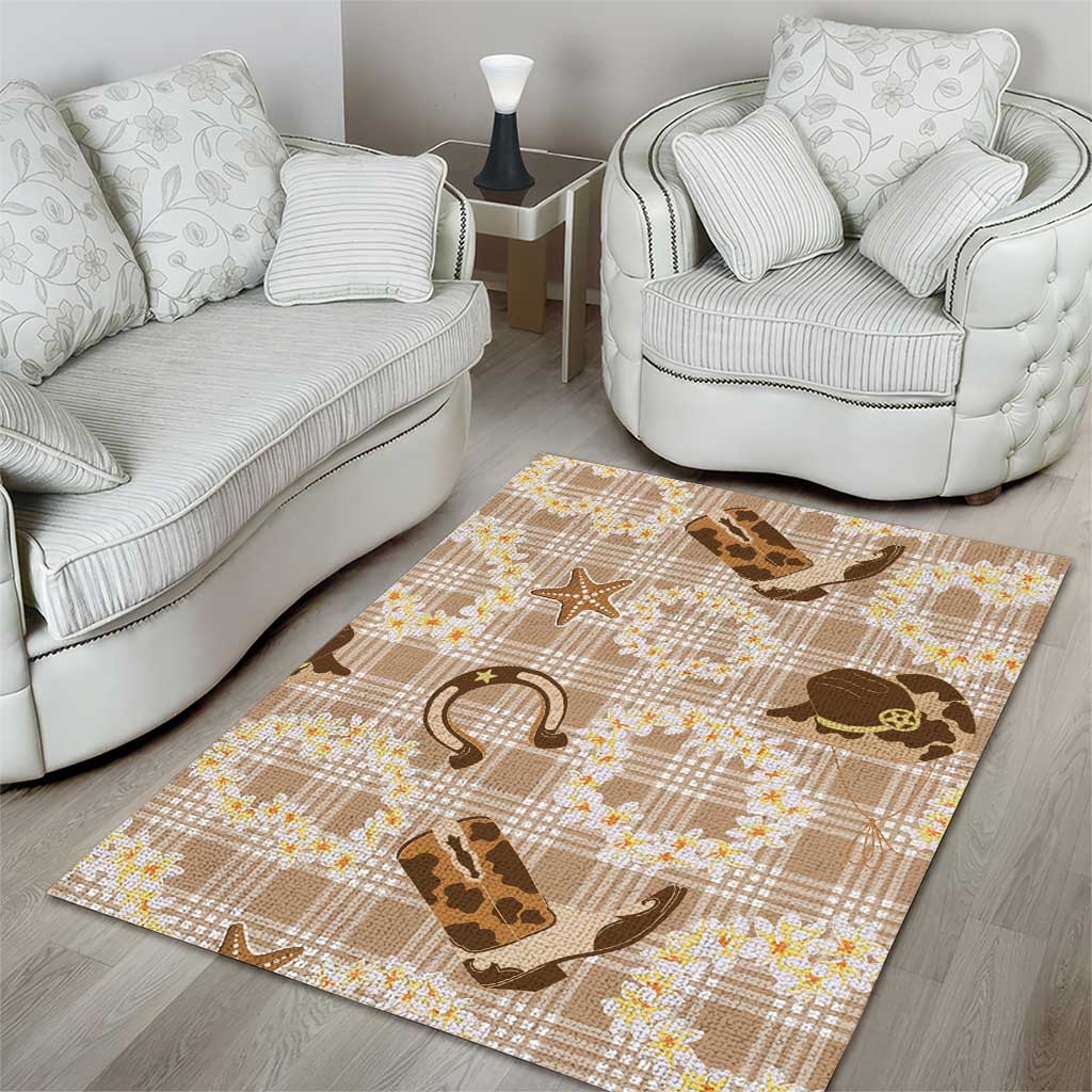 Aloha Hawaii Paniolo Khaki Palaka Area Rug Coastal Rodeo LT7 - Polynesian Pride