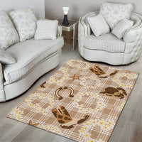 Aloha Hawaii Paniolo Khaki Palaka Area Rug Coastal Rodeo LT7 - Polynesian Pride