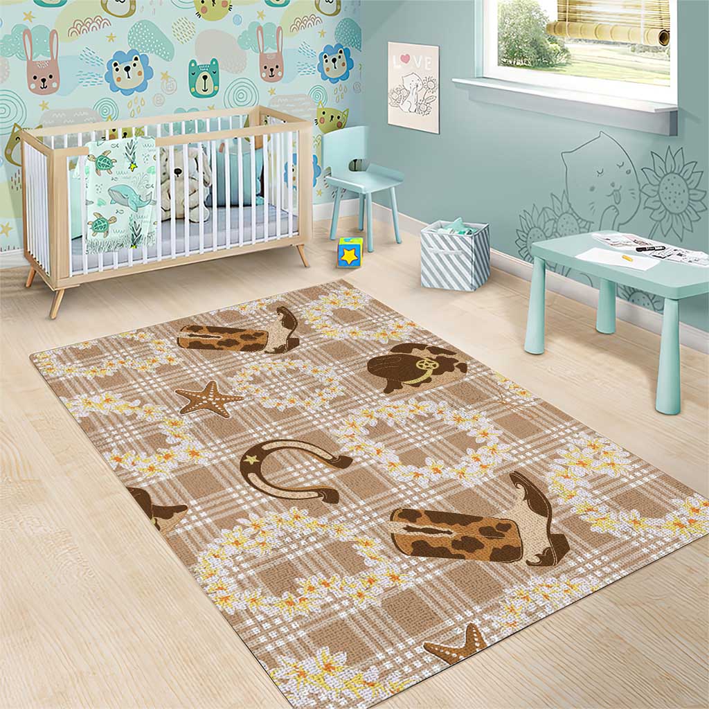Aloha Hawaii Paniolo Khaki Palaka Area Rug Coastal Rodeo LT7 - Polynesian Pride