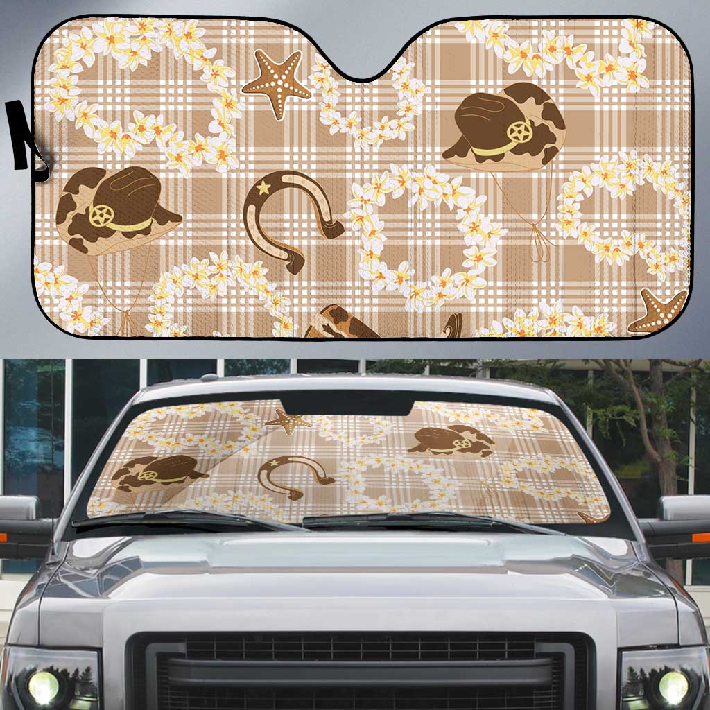 Aloha Hawaii Paniolo Khaki Palaka Auto Sun Shade Coastal Rodeo LT7 Khaki - Polynesian Pride