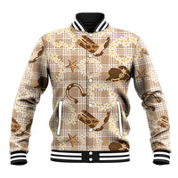Aloha Hawaii Paniolo Khaki Palaka Baseball Jacket Coastal Rodeo LT7 Unisex Khaki - Polynesian Pride
