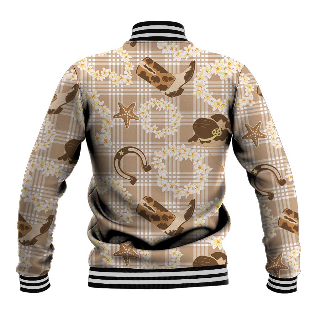 Aloha Hawaii Paniolo Khaki Palaka Baseball Jacket Coastal Rodeo LT7 - Polynesian Pride