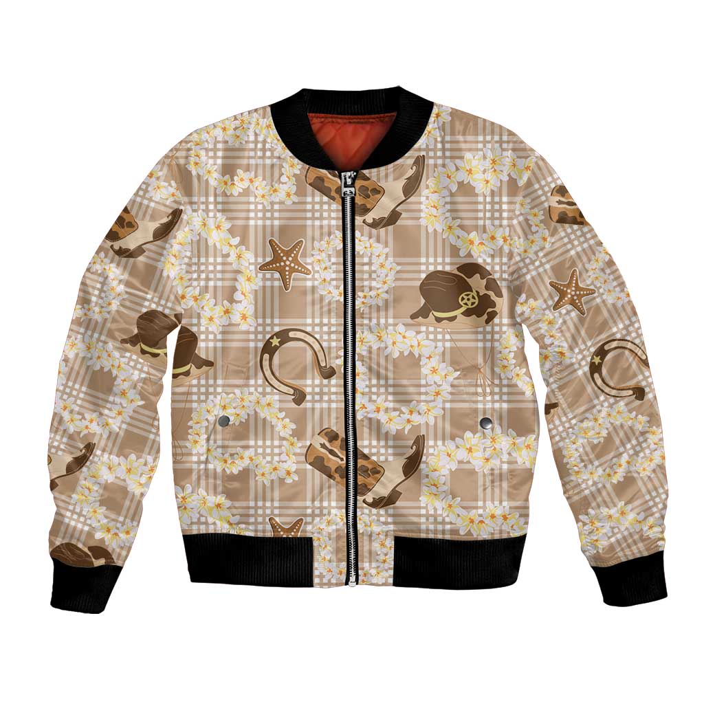 Aloha Hawaii Paniolo Khaki Palaka Bomber Jacket Coastal Rodeo LT7 Unisex Khaki - Polynesian Pride