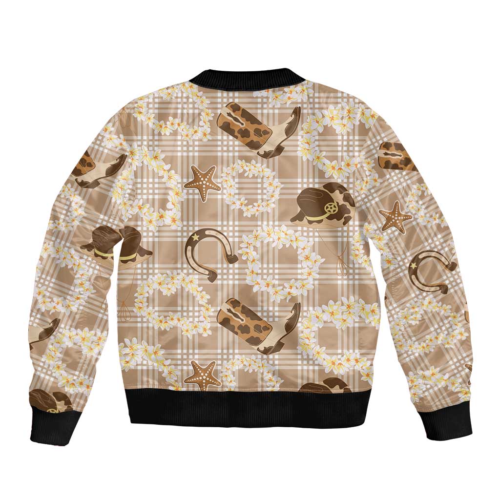 Aloha Hawaii Paniolo Khaki Palaka Bomber Jacket Coastal Rodeo LT7 - Polynesian Pride