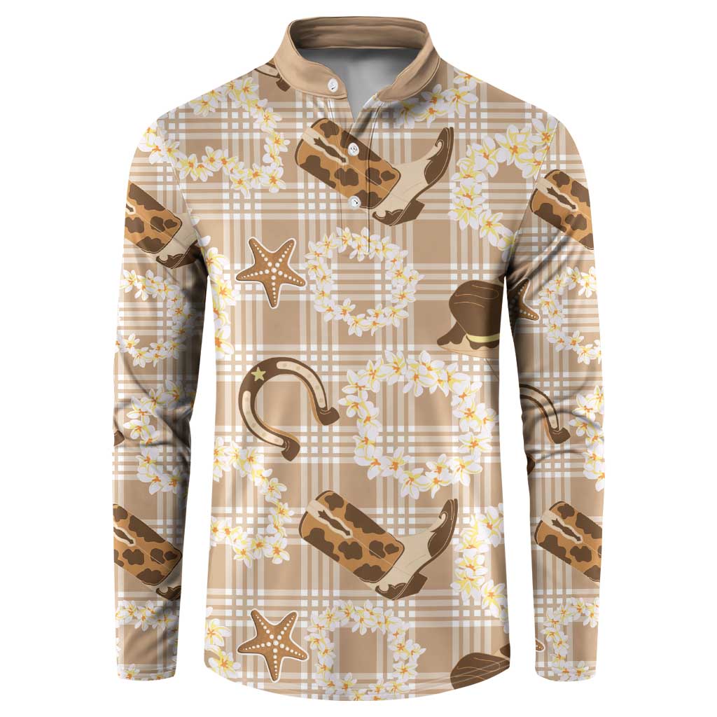 Aloha Hawaii Paniolo Khaki Palaka Button Sweatshirt Coastal Rodeo LT7 Khaki - Polynesian Pride