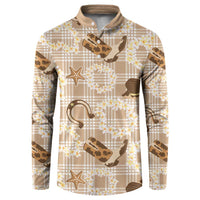 Aloha Hawaii Paniolo Khaki Palaka Button Sweatshirt Coastal Rodeo LT7 Khaki - Polynesian Pride